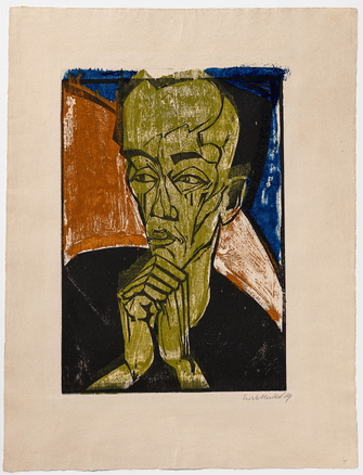 Erich Heckel, Männerbildnis (Männliches Bildnis / Männerkopf Mann im Gebet), 1919