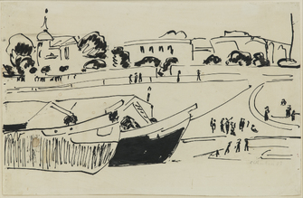Ernst Ludwig Kirchner, Elbkähne in Dresden, um 1909