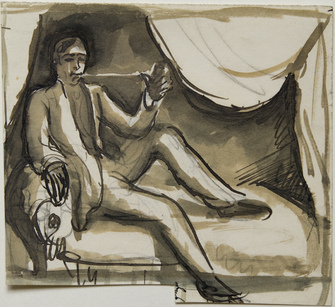 August Macke, Mann auf Sofa, 1909/10