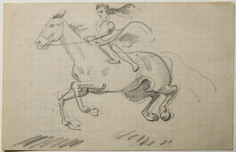 August Macke, Komposition Nr. 24: Reitende Frau, Pferd in Carrière, 1912