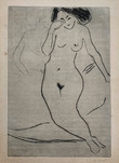 Ernst Ludwig Kirchner, Auf Bett sitzender Mädchenakt, 1909