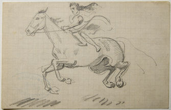 August Macke, Komposition Nr. 24: Reitende Frau, Pferd in Carrière, 1912