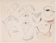 Chris Reinecke, Gesichtsteile (mit Kaffeetasse), 1965, &copy; Chris Reinecke